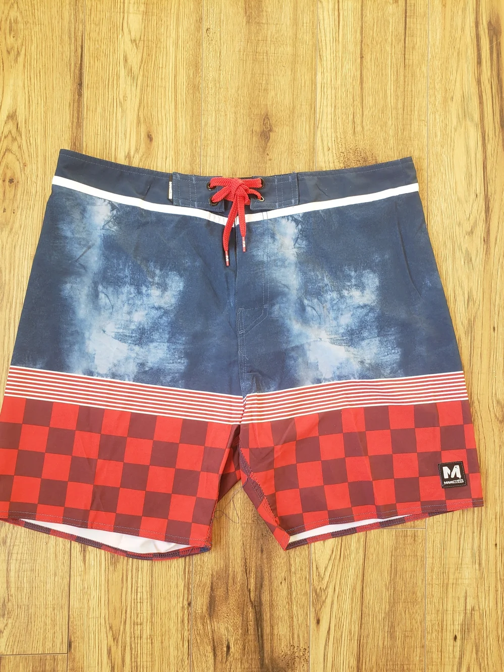 Mah Mahi Men's Multi Pattern Board Shorts Swim Trunks Size 38
